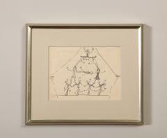 Humorous Pen Ink Sketch of Acrobats - 1658837