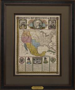 Humphrey Phelps 1847 Ornamental Map of the United States Mexico by H Phelps Hand Colored - 3478639