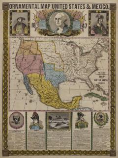 Humphrey Phelps 1847 Ornamental Map of the United States Mexico by H Phelps Hand Colored - 3479300