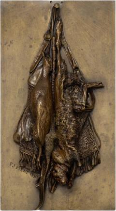 Hunt Plaque of Hare Pheasant 1850 Pierre Jules Mene - 4412806