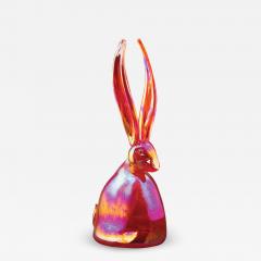 Hunt Slonem Hand Blown Glass Bunny Bright Red - 1685208