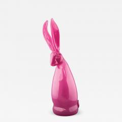 Hunt Slonem Hand Blown Glass Bunny Magenta Pink - 1685207