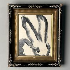 Hunt Slonem Hunt Slonem Black and White Bunny Oil Painting Framed 2009 - 3608018