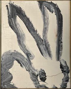 Hunt Slonem Hunt Slonem Black and White Bunny Oil Painting Framed 2009 - 3608021