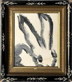 Hunt Slonem Hunt Slonem Black and White Bunny Oil Painting Framed 2009 - 3610729