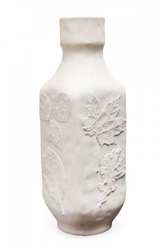 Hutschenreuther German White Raised Realistic Leaf Design Porcelain Vase - 4673117