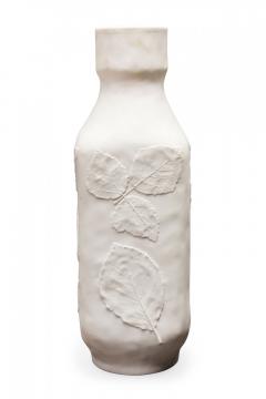 Hutschenreuther German White Raised Realistic Leaf Design Porcelain Vase - 4673118