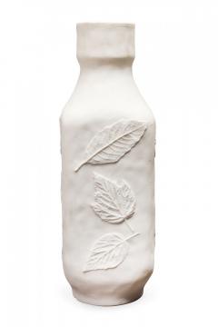 Hutschenreuther German White Raised Realistic Leaf Design Porcelain Vase - 4673119