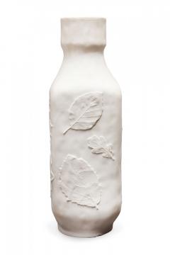 Hutschenreuther German White Raised Realistic Leaf Design Porcelain Vase - 4673120