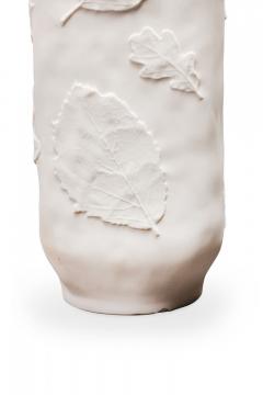 Hutschenreuther German White Raised Realistic Leaf Design Porcelain Vase - 4673123