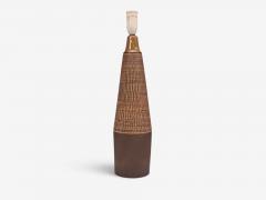 Hyllested Keramik Large Rustic Table Lamp Brown Stoneware Denmark 1960s - 4802605