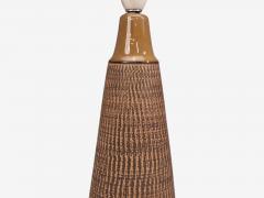 Hyllested Keramik Large Rustic Table Lamp Brown Stoneware Denmark 1960s - 4802607