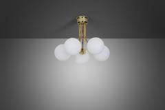 Hyval Five Armed Brass and Glass Ceiling Lamp Finland 1970s - 3262458
