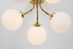 Hyval Five Armed Brass and Glass Ceiling Lamp Finland 1970s - 3262464