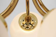 Hyval Five Armed Brass and Glass Ceiling Lamp Finland 1970s - 3262467