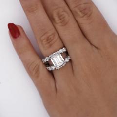 IGI Cert 10 05 Carat Emerald Cut Lab Grown Diamond Platinum Split Open Ring - 3991455