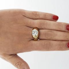 IGI Cert 3 85 Carat Lab Grown Diamond Bezel Set 14K Yellow Gold Statement Ring - 4012608