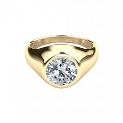 IGI Cert 3 85 Carat Lab Grown Diamond Bezel Set 14K Yellow Gold Statement Ring - 4015482