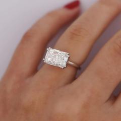 IGI Cert 4 25 Carat Radiant Cut Lab Grown Diamond East West Engagement Ring - 3974448