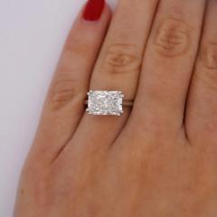 IGI Cert 4 25 Carat Radiant Cut Lab Grown Diamond East West Engagement Ring - 3974490