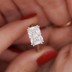 IGI Cert 4 25 Carat Radiant Cut Lab Grown Diamond East West Engagement Ring - 3974491