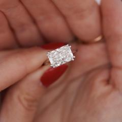 IGI Cert 4 25 Carat Radiant Cut Lab Grown Diamond East West Engagement Ring - 3974494