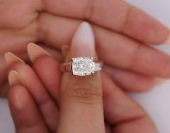 IGI Certified 3 46 Carat Lab Grown Cushion Cut Diamond East West Solitaire Ring - 3504517