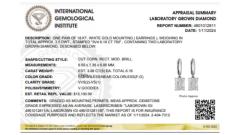 IGI Certified 6 86 6 16 Carats CVD Lab Grown Diamond Suspended Hoop Earring - 3500128