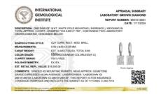 IGI Certified 6 86 6 16 Carats CVD Lab Grown Diamond Suspended Hoop Earring - 3500129
