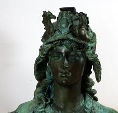 IMPORTANT PAIR OF PATINATED CAST BRONZE SCULPTURES OF BELLONA AND MINERVA - 2956623