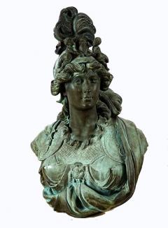 IMPORTANT PAIR OF PATINATED CAST BRONZE SCULPTURES OF BELLONA AND MINERVA - 2956638