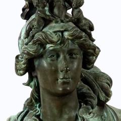 IMPORTANT PAIR OF PATINATED CAST BRONZE SCULPTURES OF BELLONA AND MINERVA - 2956645