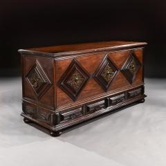 IMPOSING 17TH CENTURY PORTUGUESE COLONIAL MAHOGANY AND BRASS CHEST - 1999827