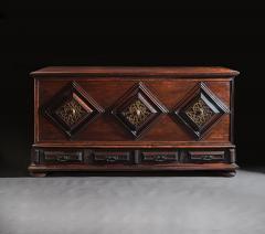 IMPOSING 17TH CENTURY PORTUGUESE COLONIAL MAHOGANY AND BRASS CHEST - 1999842