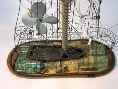 INCREDIBLE BIZARRE ARTIST SIGNED WIRE SHIP SCULPTURE RADIO - 1565708