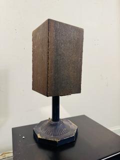 INDUSTRIAL RECTANGULAR METAL SHADE NEOCLASSICAL BLUE ENAMEL BRASS BASE LAMP - 4404225