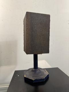 INDUSTRIAL RECTANGULAR METAL SHADE NEOCLASSICAL BLUE ENAMEL BRASS BASE LAMP - 4404226