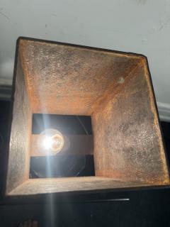 INDUSTRIAL RECTANGULAR METAL SHADE NEOCLASSICAL BLUE ENAMEL BRASS BASE LAMP - 4404228