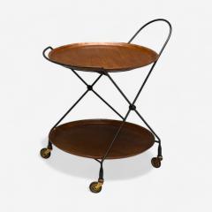 ISA Bergamo Italian Mid Century Modern Collapsible Bar Cart Teak 1950s - 3961973