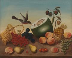 ISSAC W NUTTMAN Fruit Still Life with Toppled Basket and Bird - 4256552