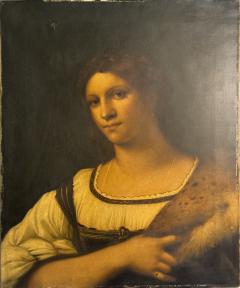 ITALIAN ANTIQUE PORTRAIT OF A WOMAN WITH ERMINE THROW - 4279239