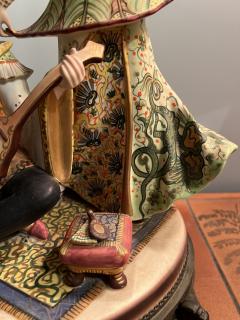 ITALIAN CHINESE DANCER AND MANDOLIN PLAYING MAN CERAMIC LAMP - 3354541