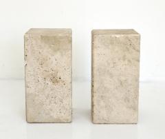 ITALIAN CREAM TRAVERTINE RECTANGULAR SIDE TABLES - 1812993