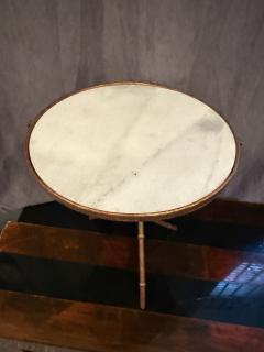 ITALIAN GILT METAL BAMBOO TRIPOD TWO RING TABLE WITH WITH MARBLE TOP - 4276207