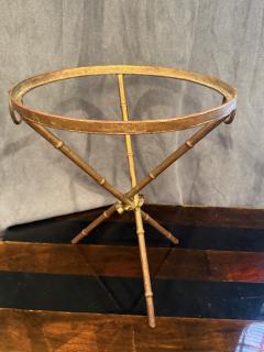 ITALIAN GILT METAL BAMBOO TRIPOD TWO RING TABLE WITH WITH MARBLE TOP - 4276209