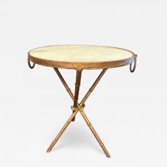 ITALIAN GILT METAL BAMBOO TRIPOD TWO RING TABLE WITH WITH MARBLE TOP - 4277176