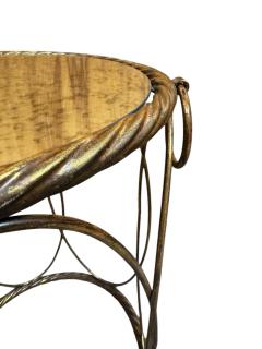 ITALIAN GILT METAL DRUM TABLE WITH ROPE EDGE ANTIQUE MIRROR TOP RING ACCENTS - 4439104