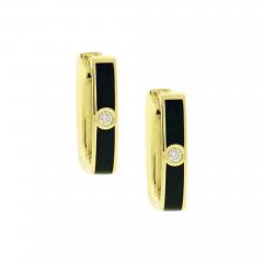 ITALIAN GREEN ENAMEL DIAMOND LONG CUFF EARRINGS - 3017459