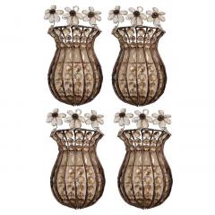 ITALIAN HAND BEADED CRYSTAL SCONCES 2 PAIRS TOTAL OF 4  - 797762