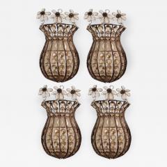 ITALIAN HAND BEADED CRYSTAL SCONCES 2 PAIRS TOTAL OF 4  - 800450